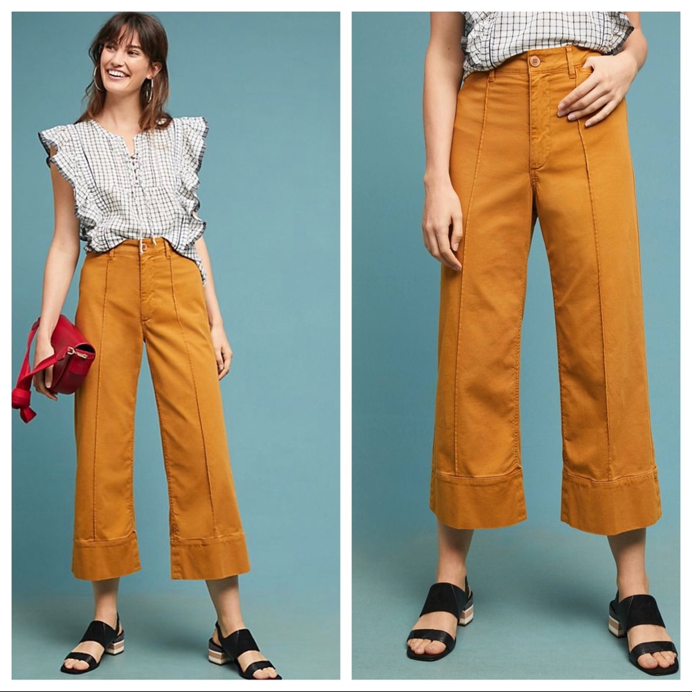 Anthropologie chino pants sz 12 crop wide (э20)